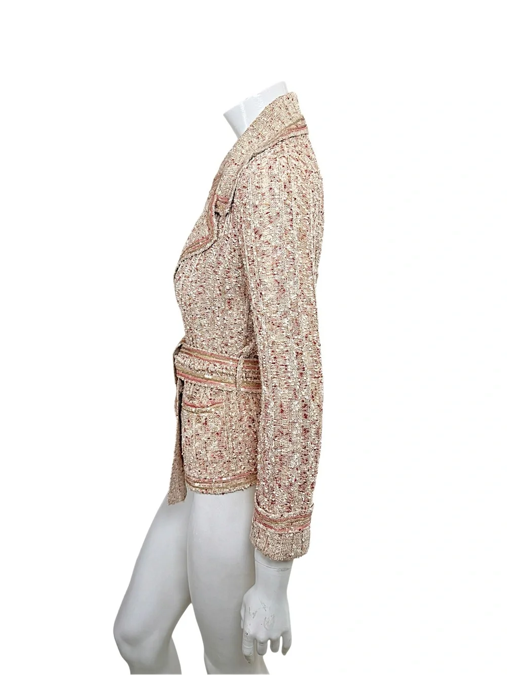 Chanel 06P Spring 2006 Sequin Belted Knit Cardigan Jacket